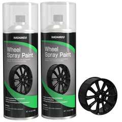 NADAMOO wheel clear coat being sprayed for a satin protective finish.