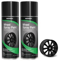 NADAMOO aluminum wheel spray paint can for a bold semi-gloss black finish.