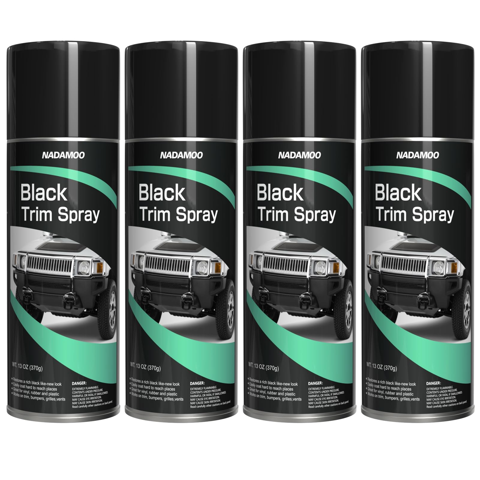 NADAMOO Automotive black trim spray paint can closeup shows satin finish for durable bumper trims