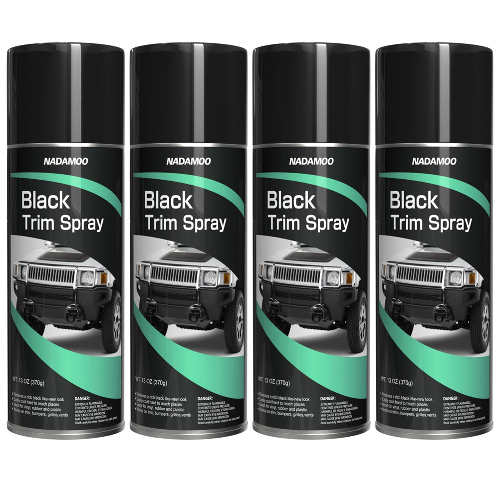 NADAMOO Automotive black trim spray paint can closeup shows satin finish for durable bumper trims