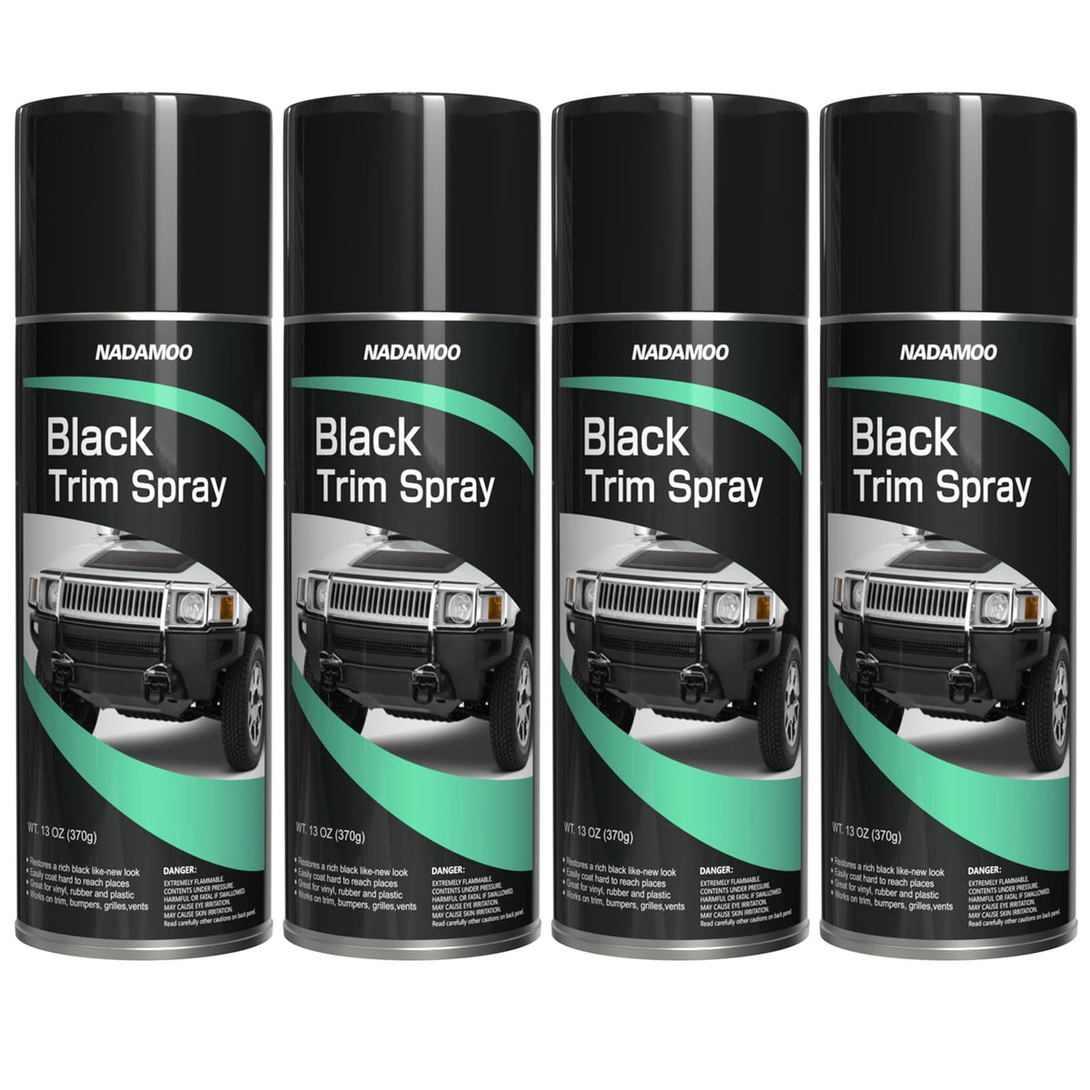 NADAMOO Automotive black trim spray paint can closeup shows satin finish for durable bumper trims