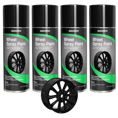 NADAMOO gloss-black wheel paint kit with four cans for durable rims