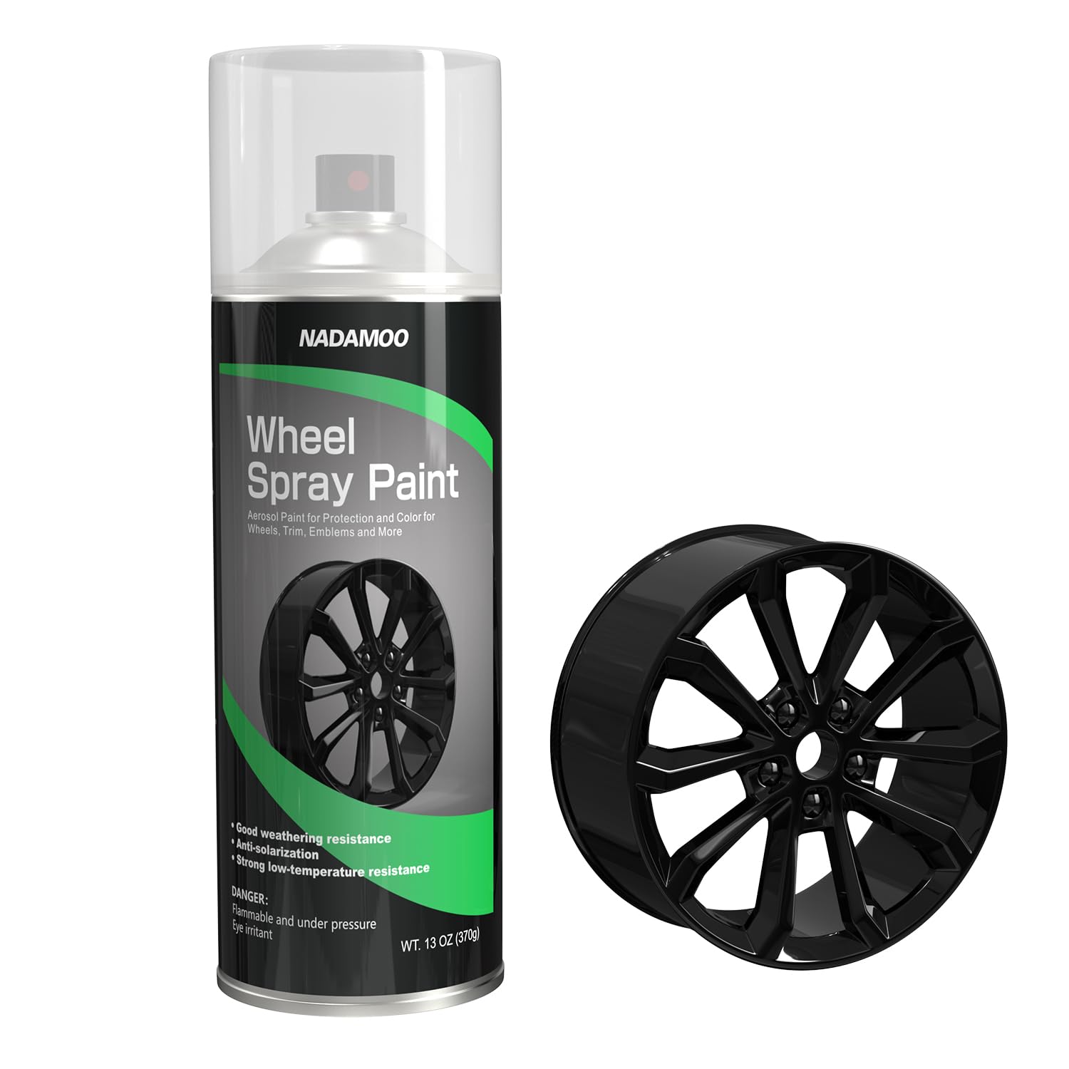 NADAMOO wheel clear coat satin finish in a 13 oz bottle for durable protection.