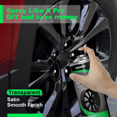 NADAMOO clear coat on a wheel during curing, highlighting long lasting finish.