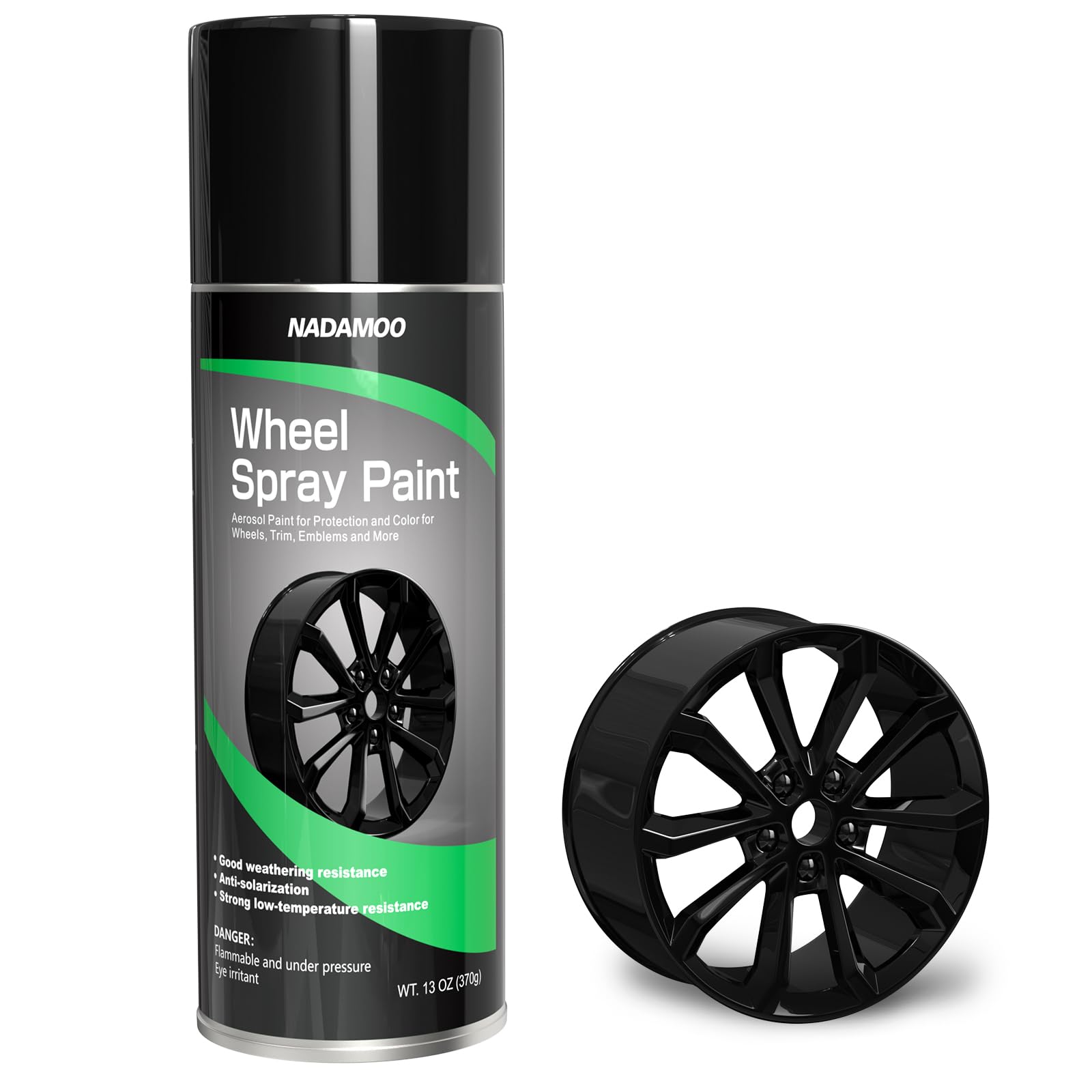 NADAMOO wheel rim spray paint gloss black can for refreshed, protected finish