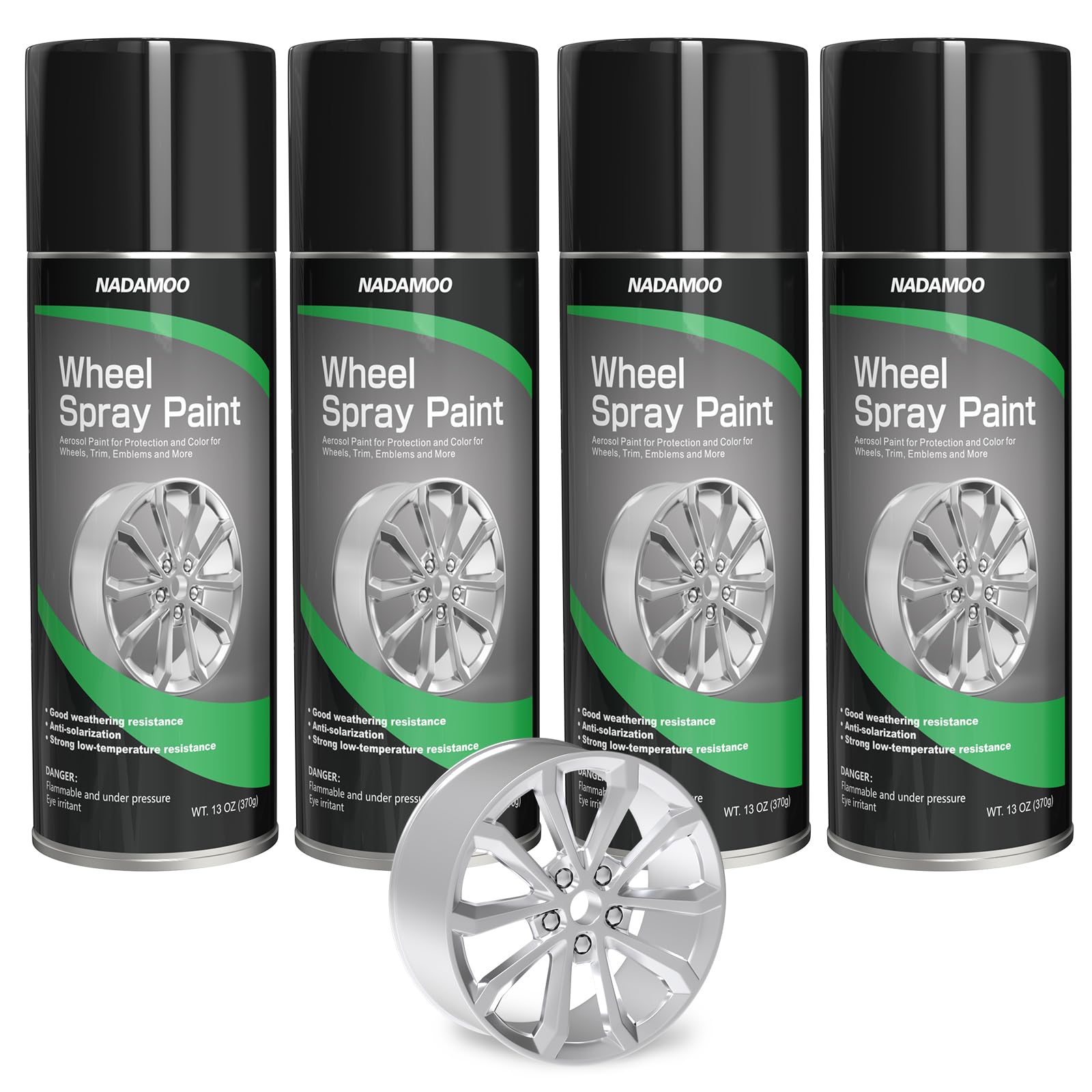 NADAMOO wheel spray paint in silver applying on rims for a refreshed look