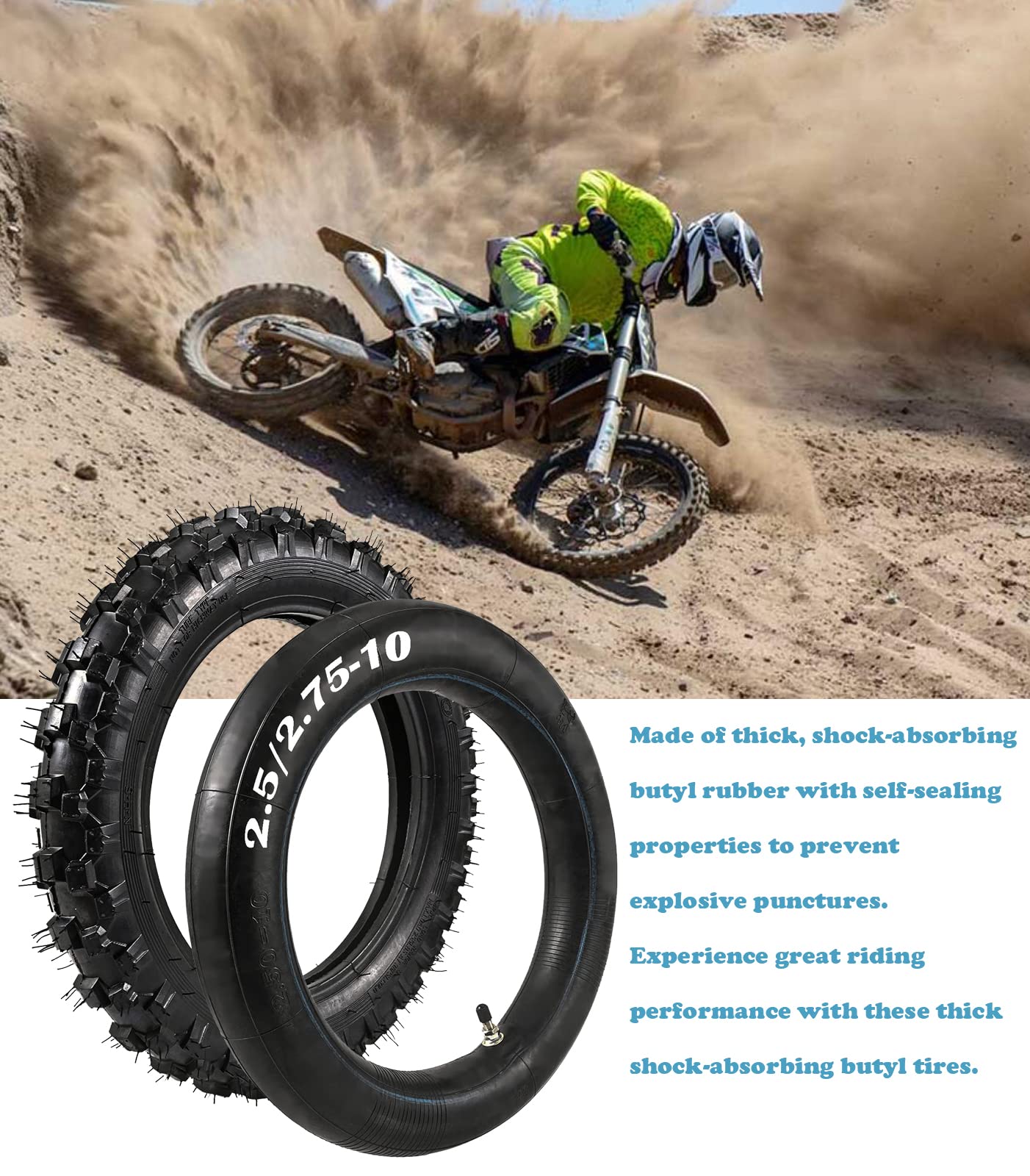 NAKAAOSIK 2.5-10 tire packaging and included tube