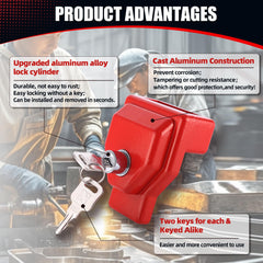 NAKANeko Glad Hand Lock in-use red on trailer, immobilizing during loading.