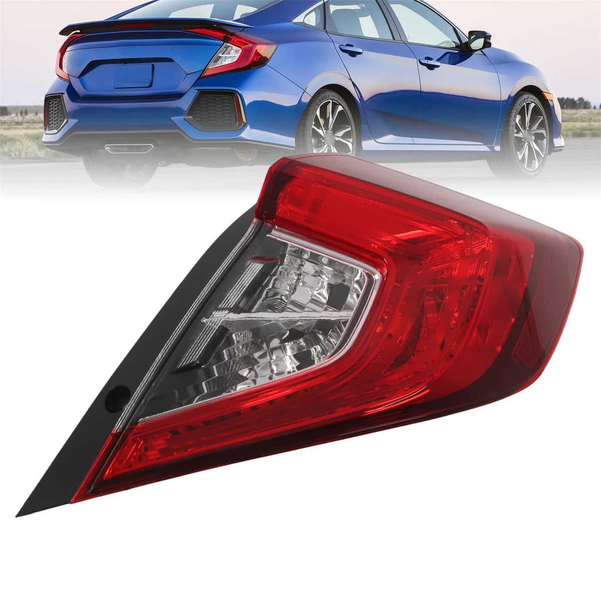 Nakkaa outer tail light right Civic 2016-2020 with crystal lens for improved night visibility