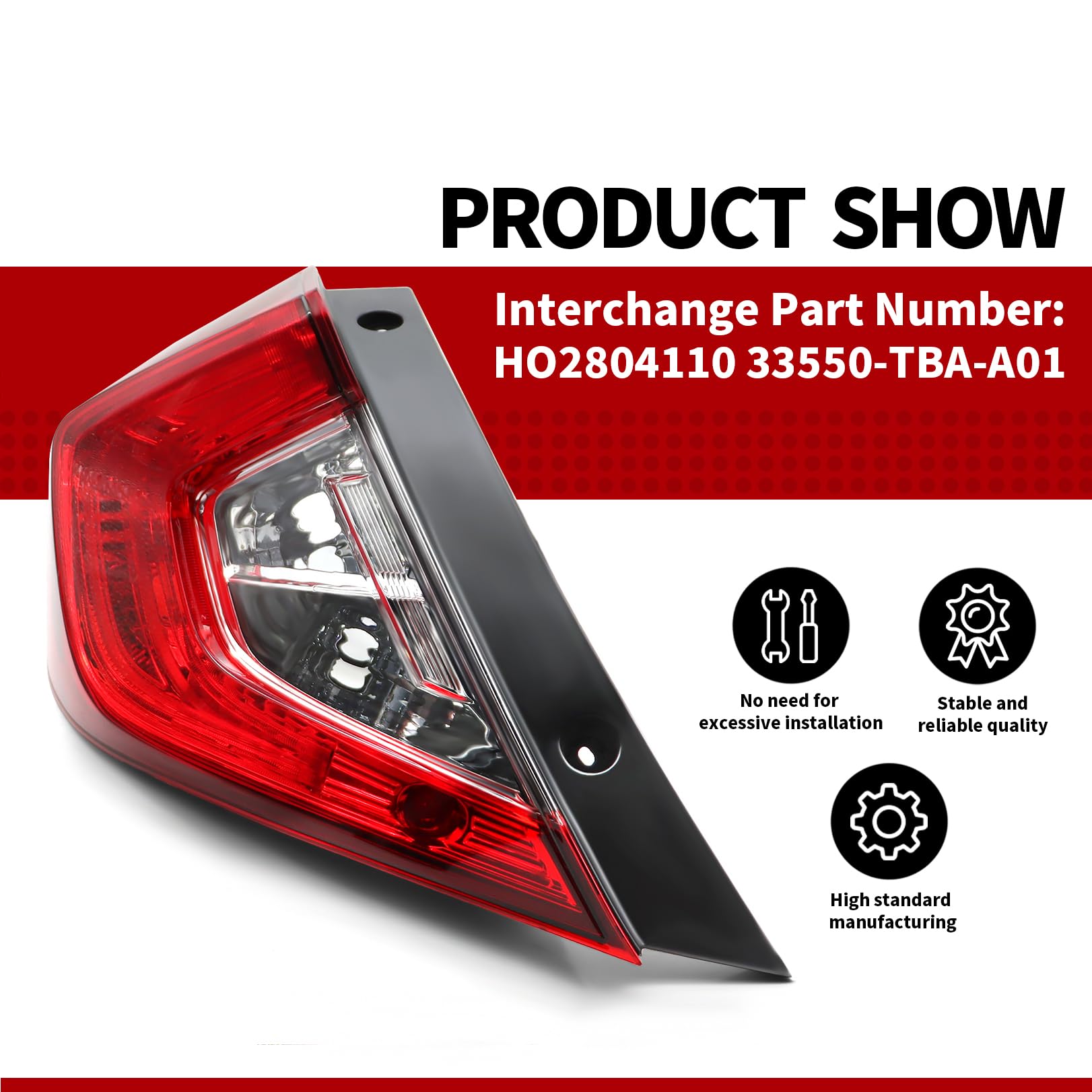 Nakkaa red and crystal lens tail light left boosts car aesthetics and visibility