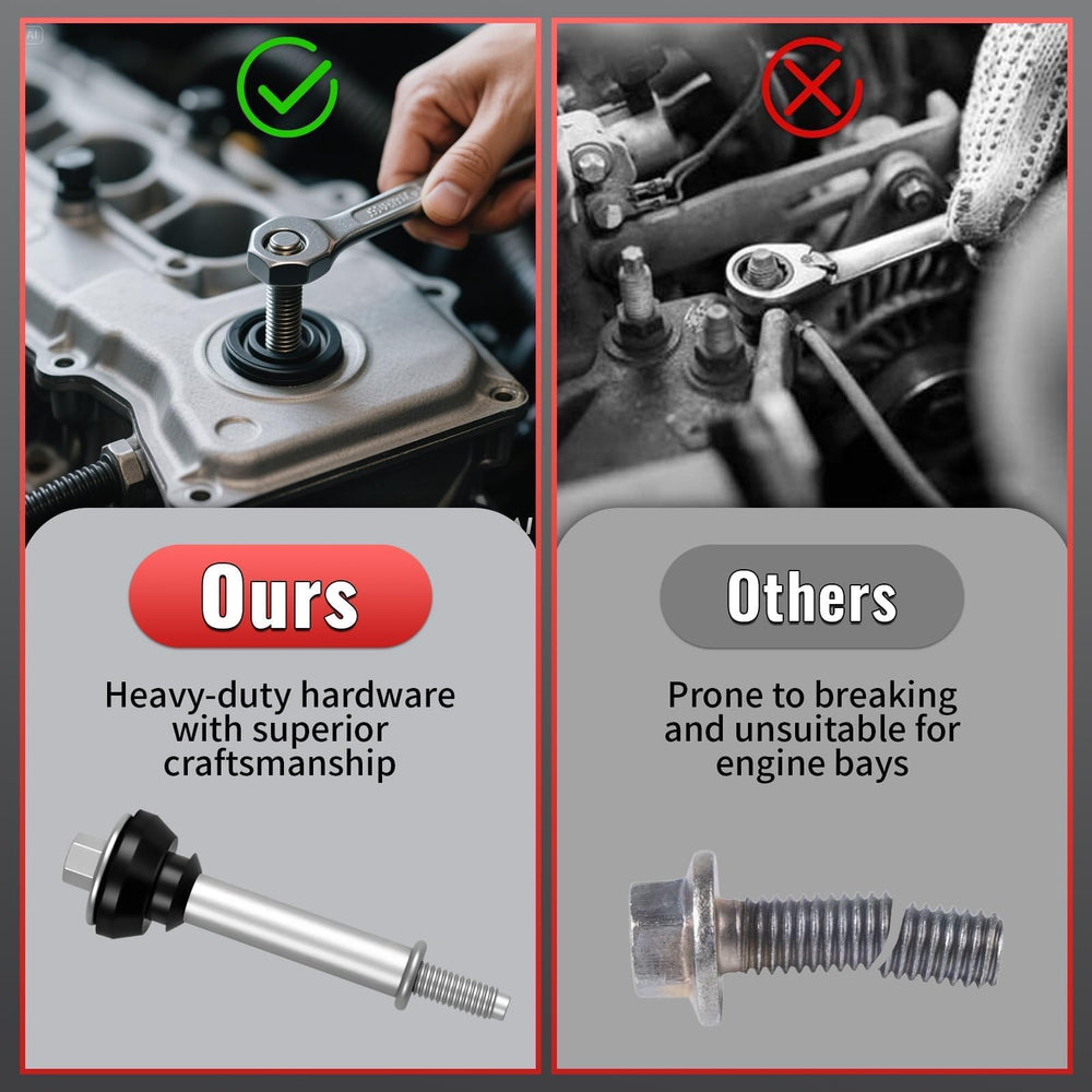 Nakonic installation-ready kit with eight bolts for valve cover replacement.