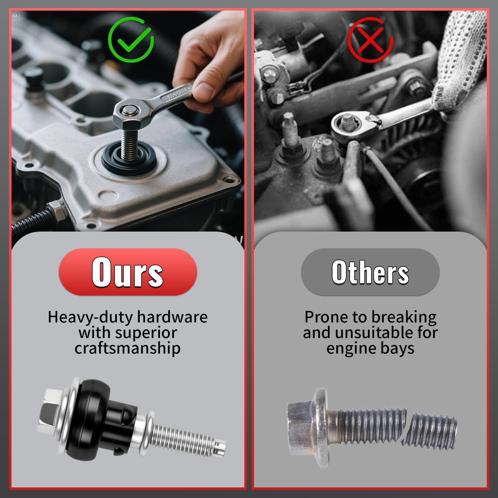 Nakonic OEM-replacement bolts provide Ford and Mercury compatibility.