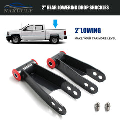 Nakuuly 2in rear drop shackle kit rust-resistant coating for long-lasting performance.
