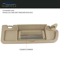 Nakuuly beige sun visor front view showing color match for Civic 2006-2011.