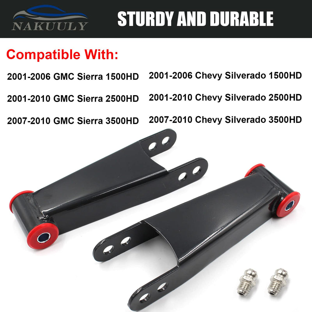 Nakuuly Chevy Silverado 1500HD rear shackle kit delivers smoother ride and better load handling
