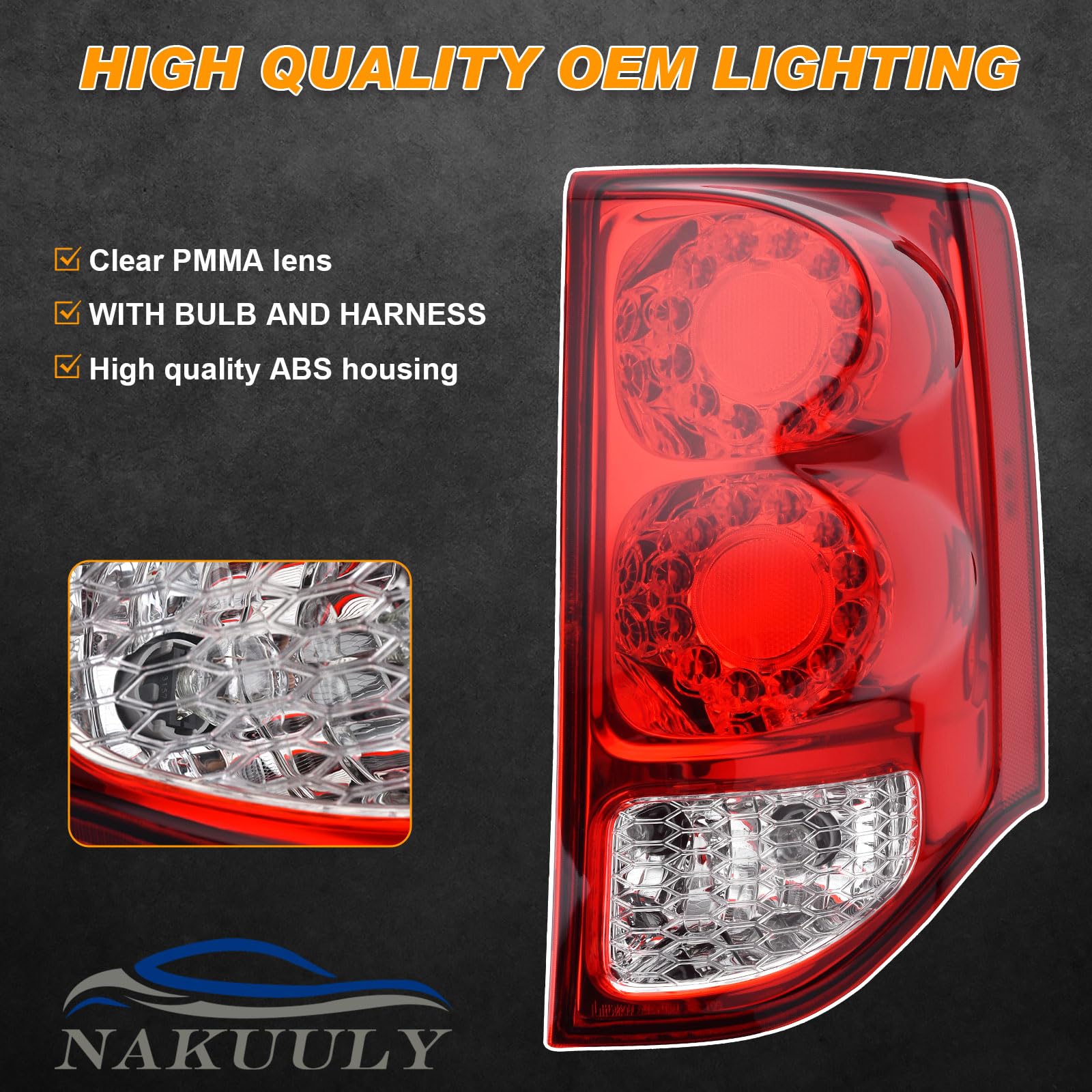 Nakuuly chrome housing tail light enhances rear appearance.