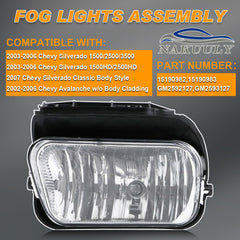 Nakuuly fog lamp right front for Chevy Silverado 2003-2006 enhances nighttime visibility