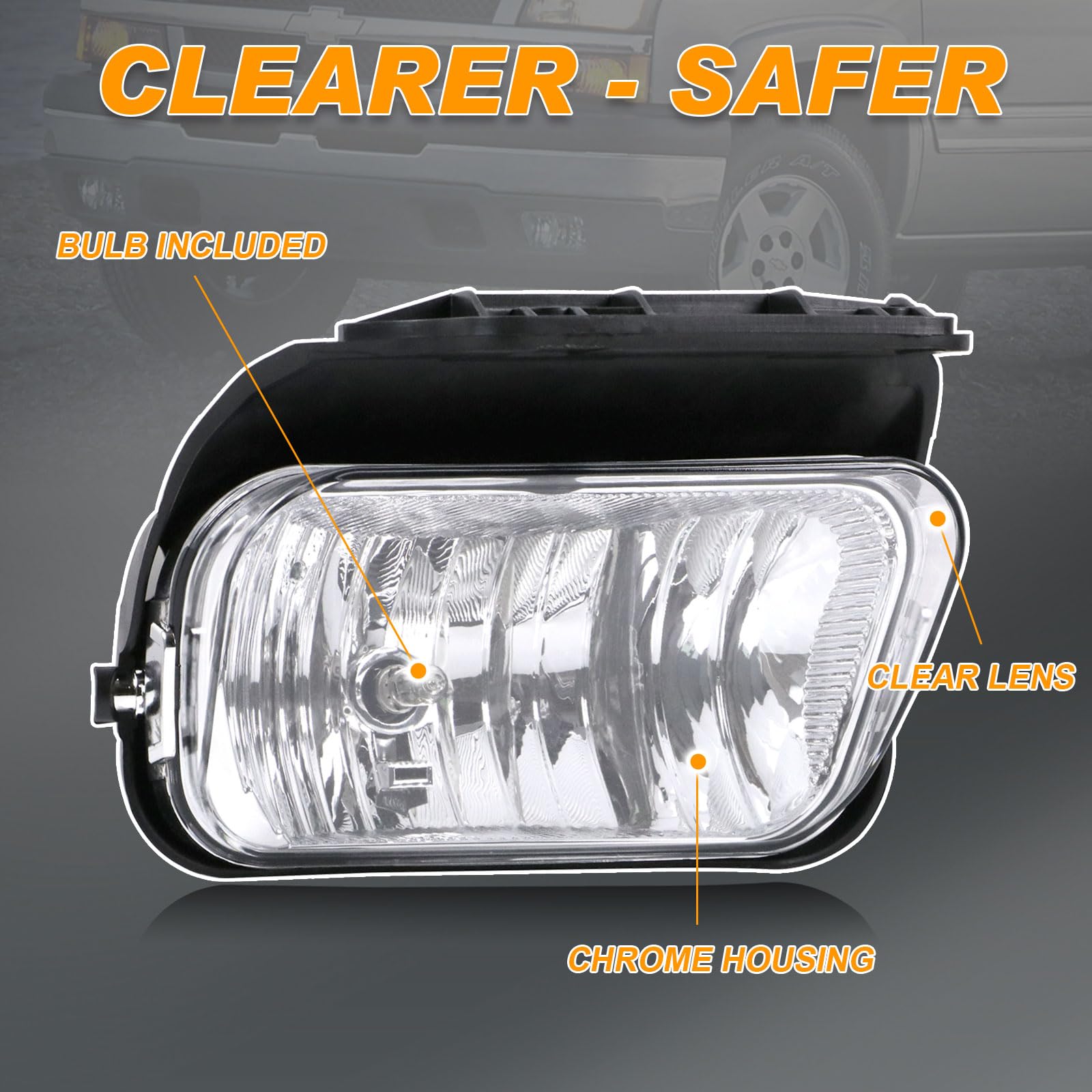 Nakuuly fog lamp right front for Chevy Silverado Classic 2007 boosts visibility in fog