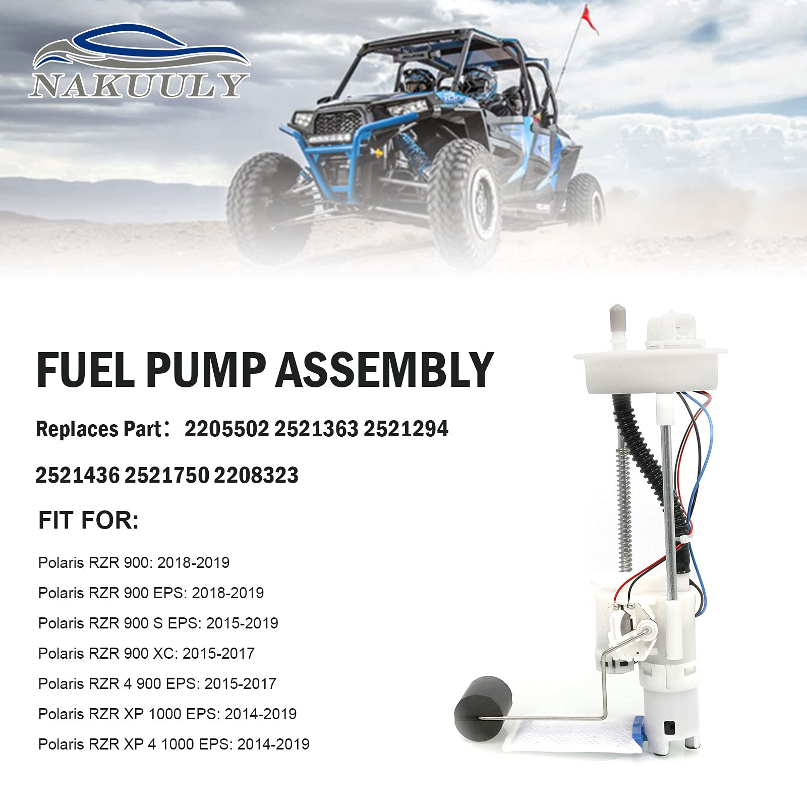 Nakuuly Polaris fuel pump replacement 2521363 compatible with 2014-2019 RZR models.