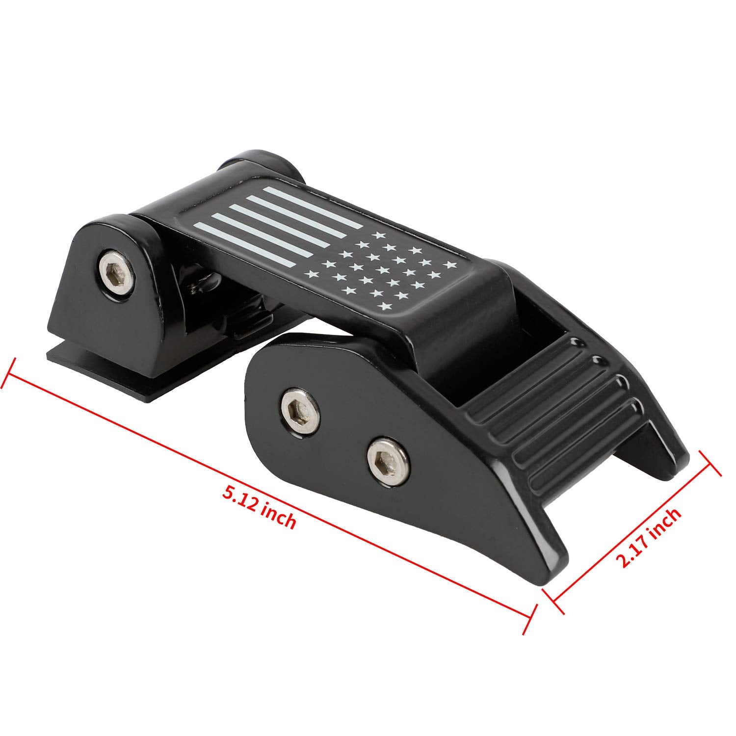 Nakuuly hood latches installed on Jeep Wrangler, showcases locking design and flag style