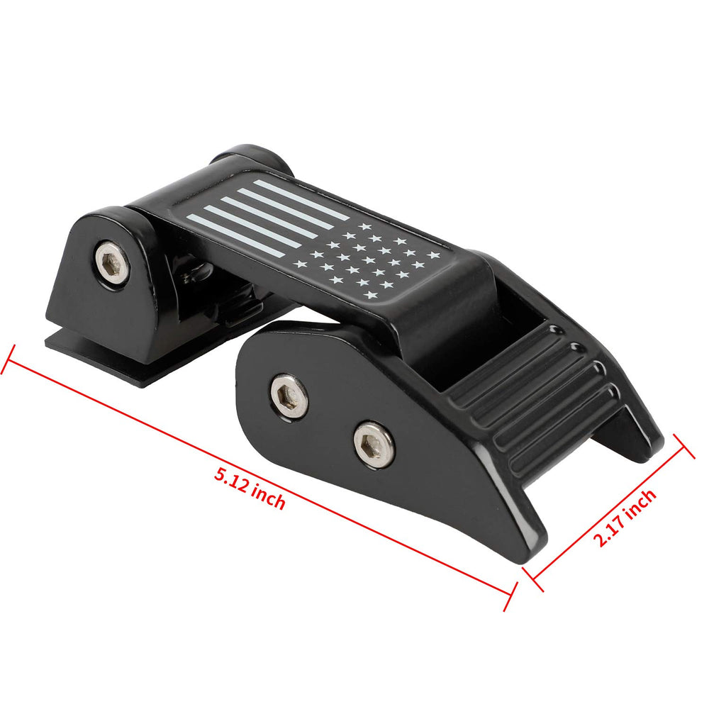 Nakuuly hood latches installed on Jeep Wrangler, showcases locking design and flag style