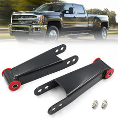 Nakuuly rear drop lowering shackle kit 410730 applied to a Silverado for improved rear stance and stability