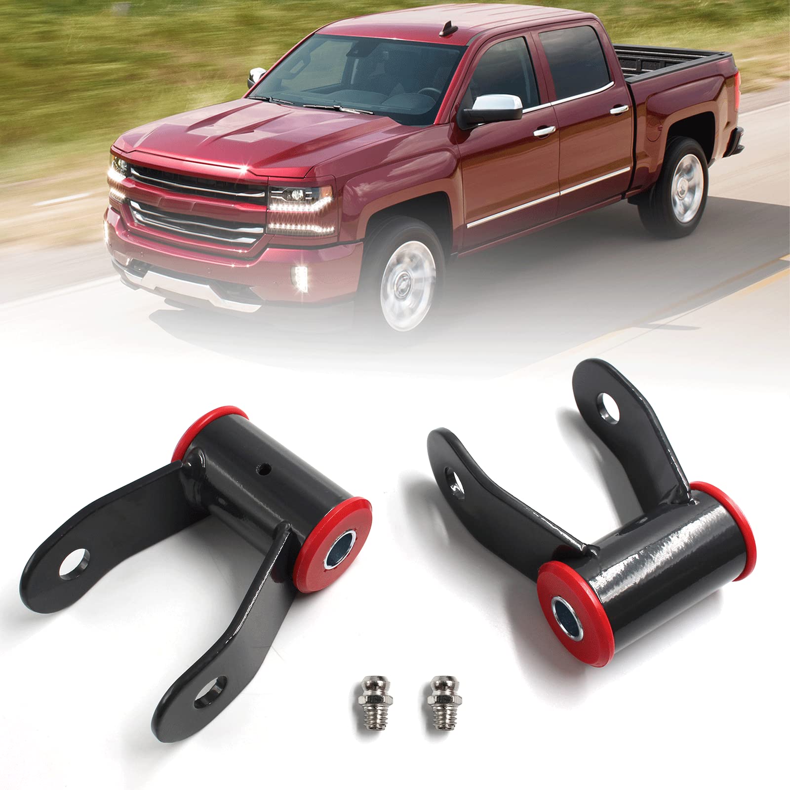 Nakuuly rear lift shackle kit close-up shows sturdy steel for long-lasting durability