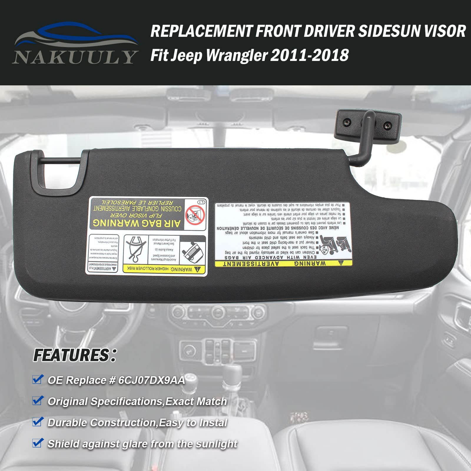 Nakuuly replacement left sun visor fits JK reliably and replaces old unit.