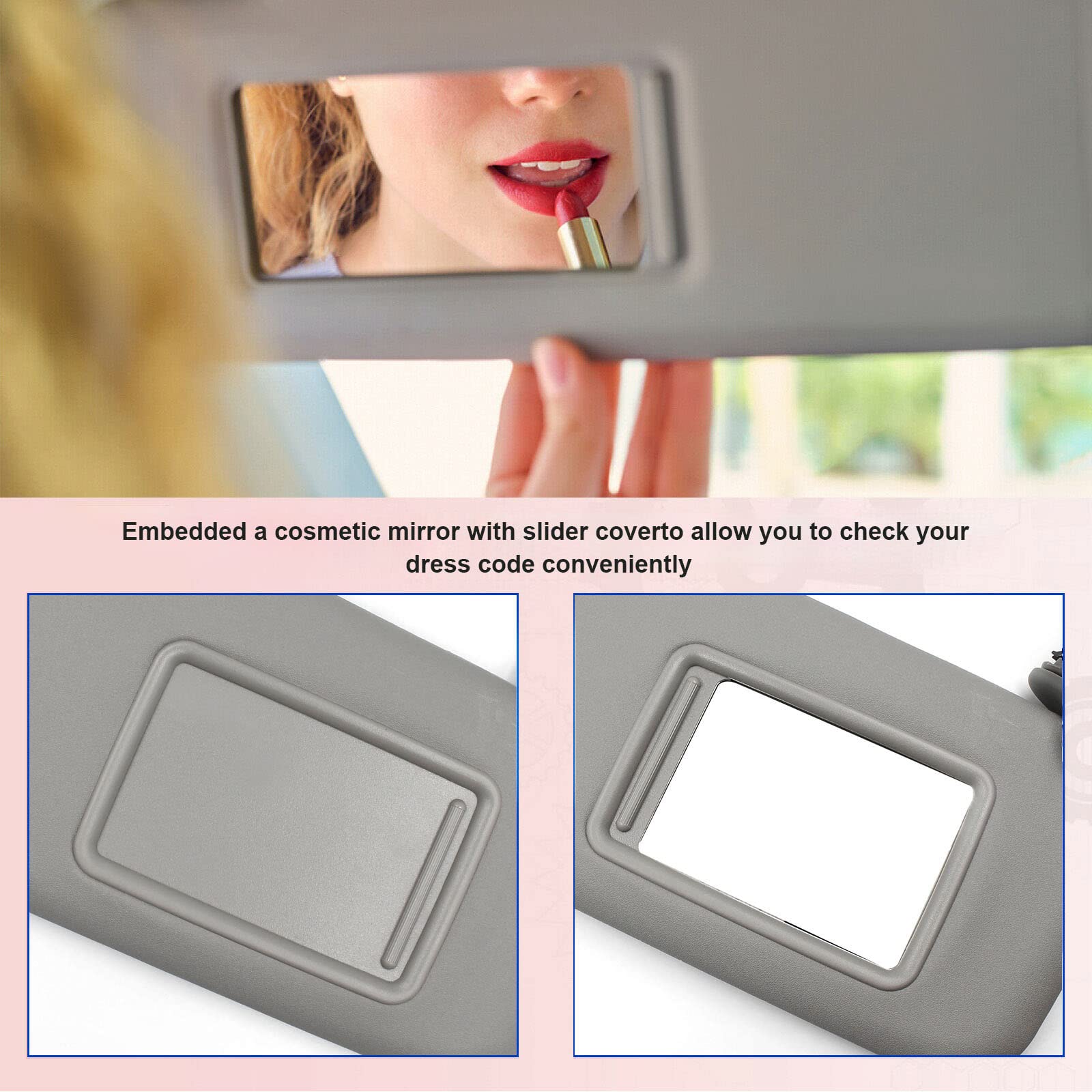 Nakuuly sun visor glare reduction feature for gray interior