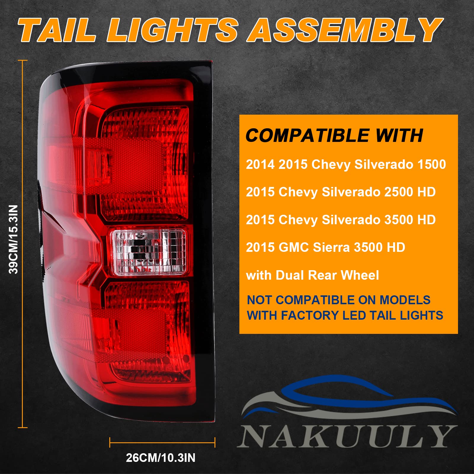 Nakuuly brake lamp housing with weather sealing ensures reliable braking signals.