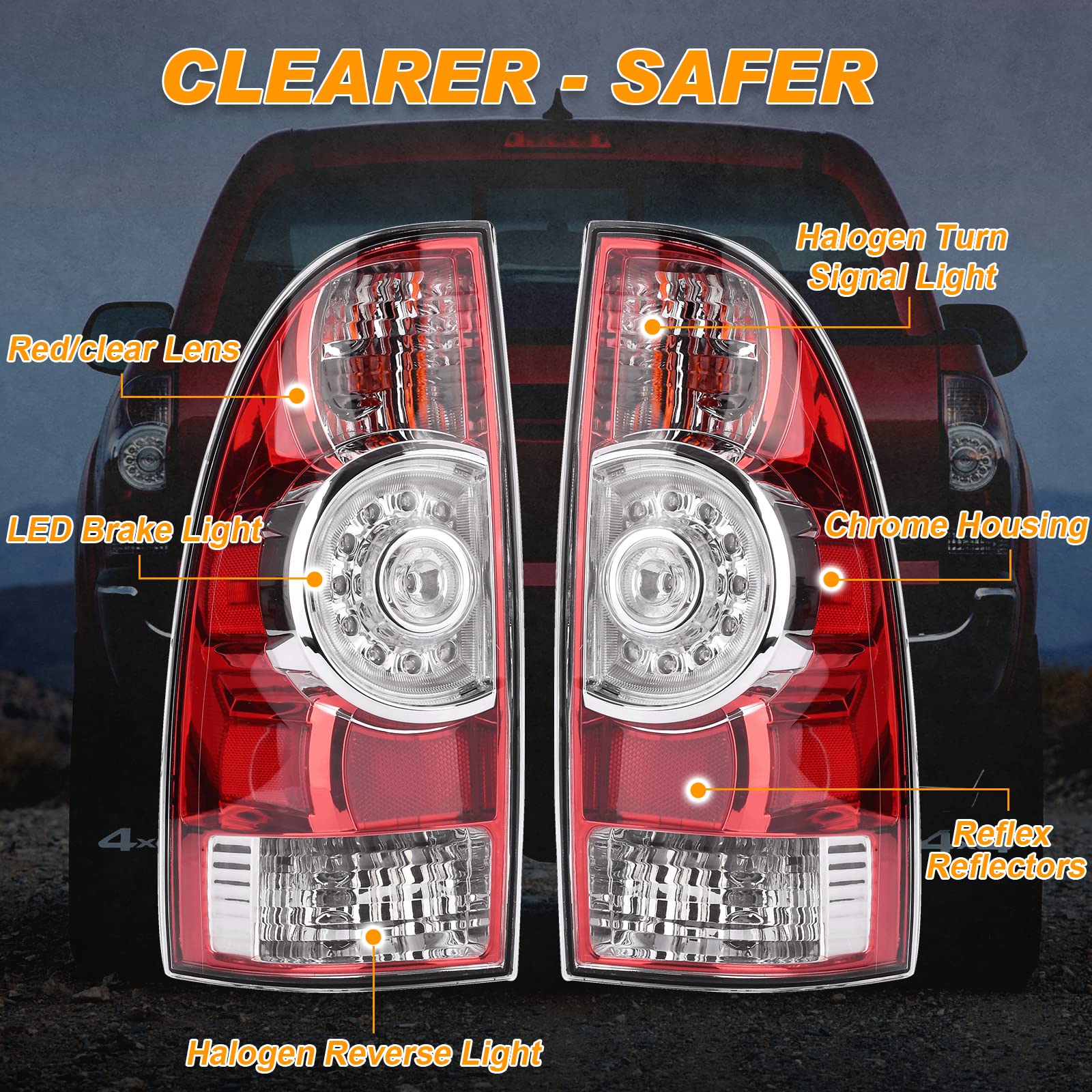Nakuuly tail light brake signal with LED chips for clear braking cues