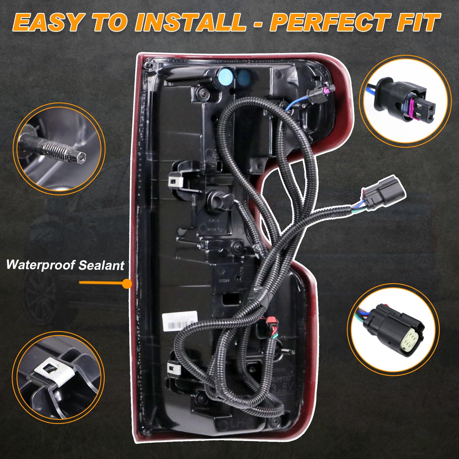 Nakuuly LED tail light includes bulbs and harness for Silverado