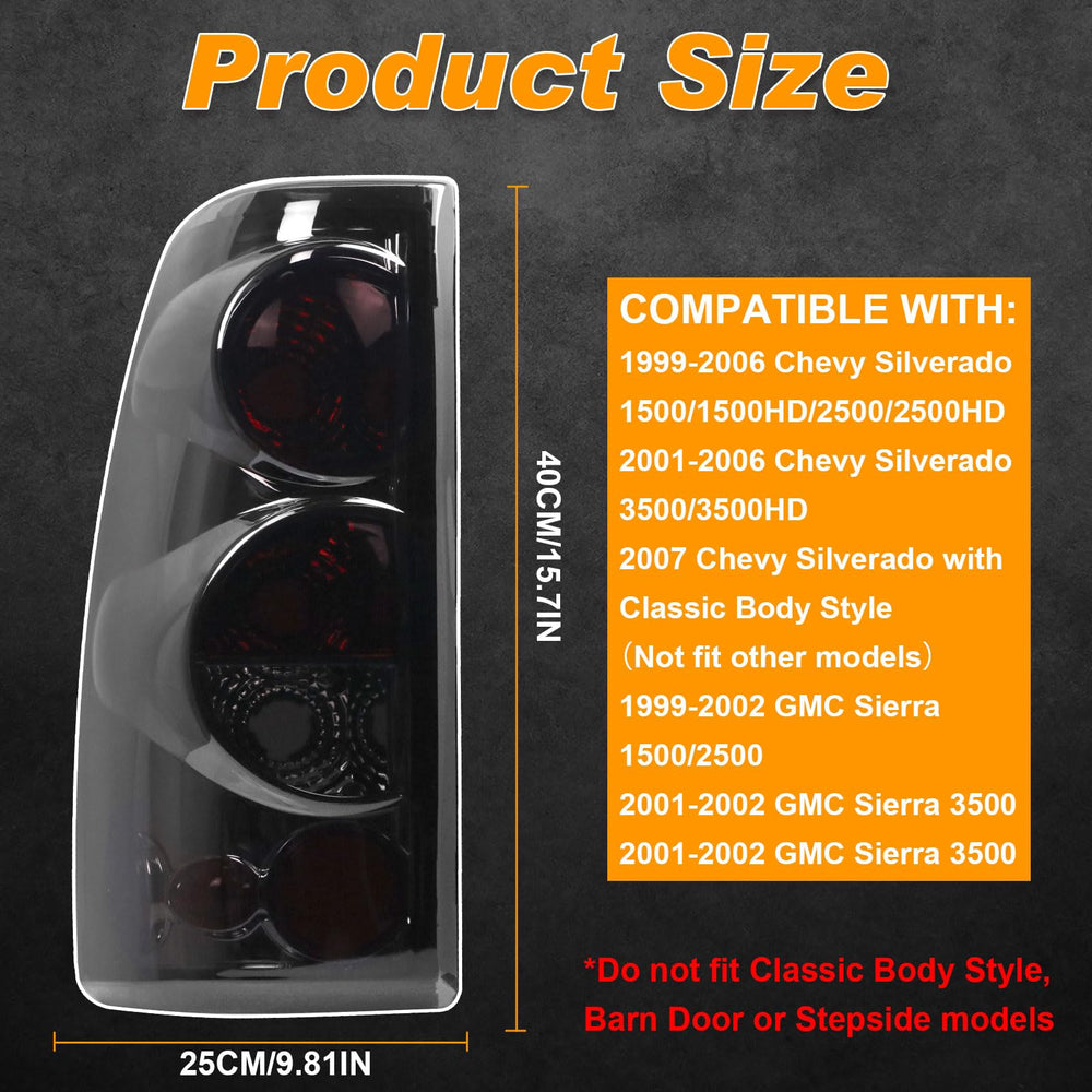 Nakuuly tail light for Chevy Silverado passenger side with smoked lens and durable housing.