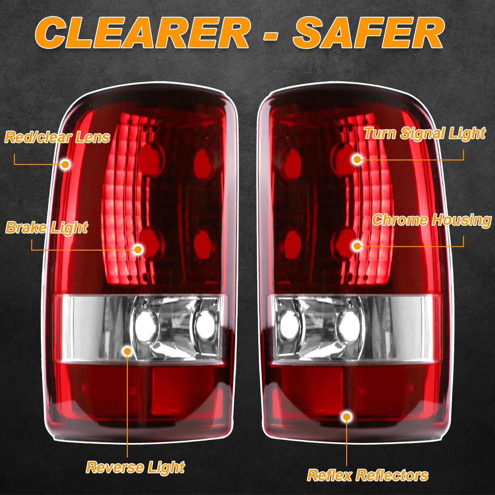 Nakuuly tail-light chrome housing close-up shows durable ABS construction