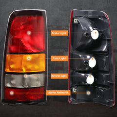 Nakuuly tail light for GMC Sierra driver side with black border improves rear visibility