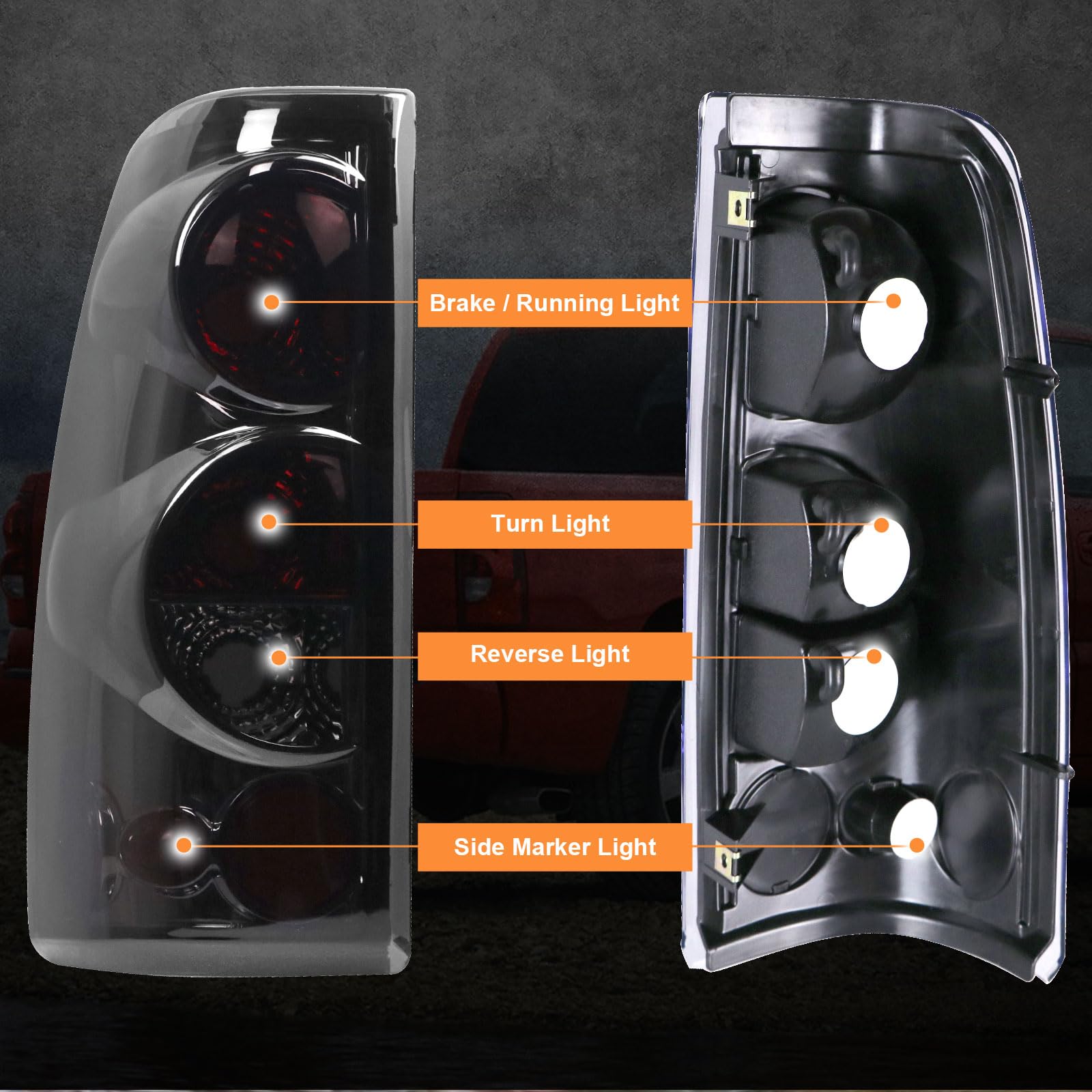 Nakuuly tail light for GMC Sierra 1999-2002 driver side, waterproof design.