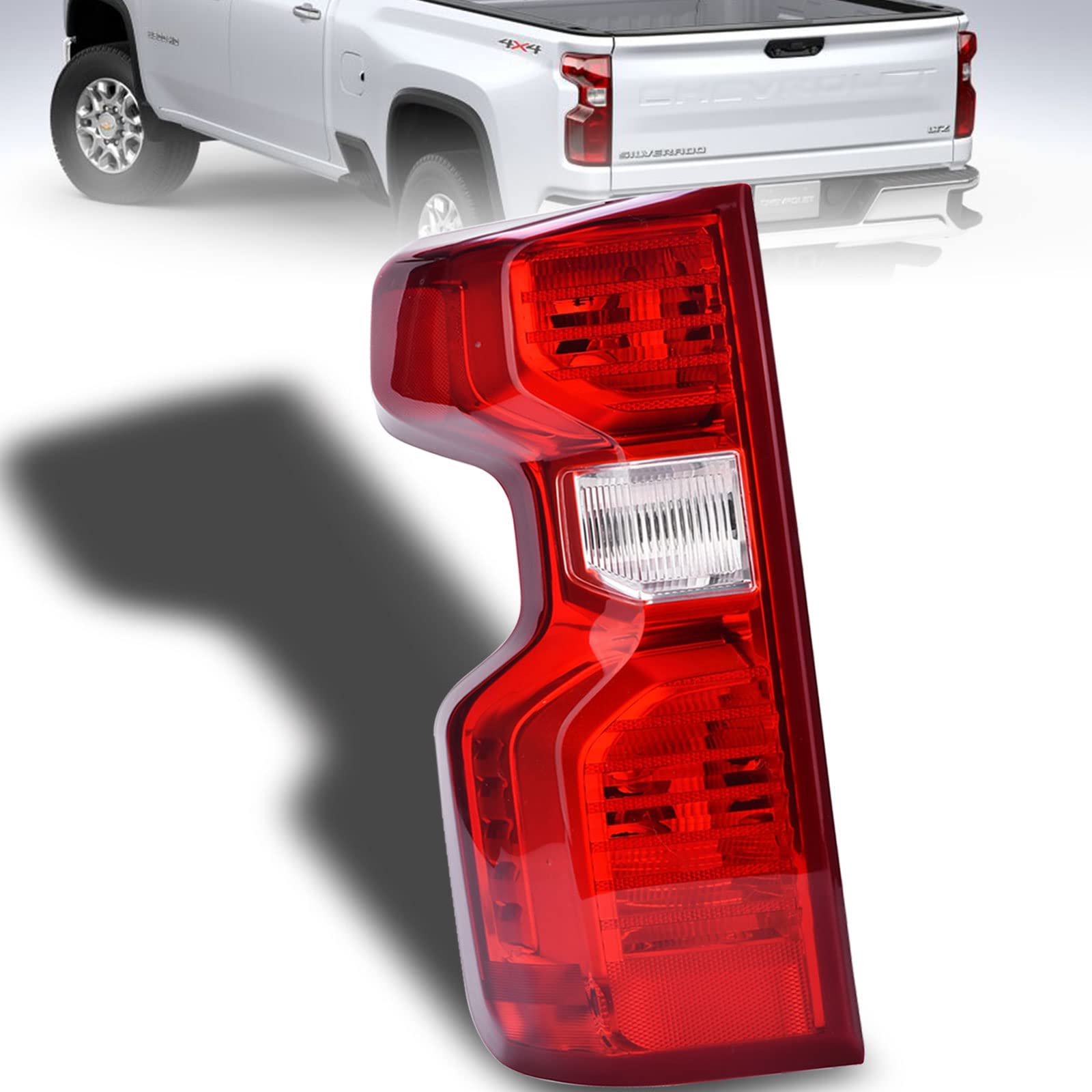 Nakuuly tail light halogen left closeup shows durable housing for Silverado.