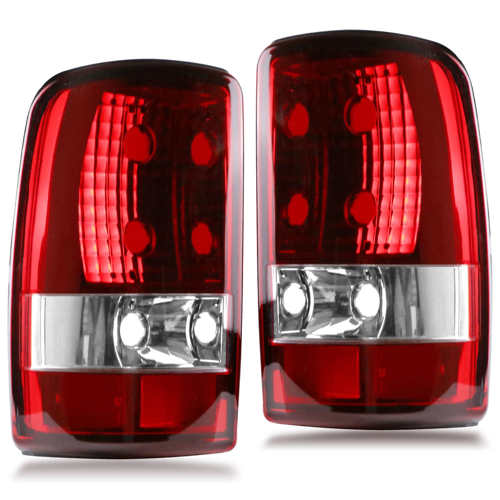 Nakuuly tail light driver-side for Suburban with chrome housing and red/clear lens, enhanced visibility