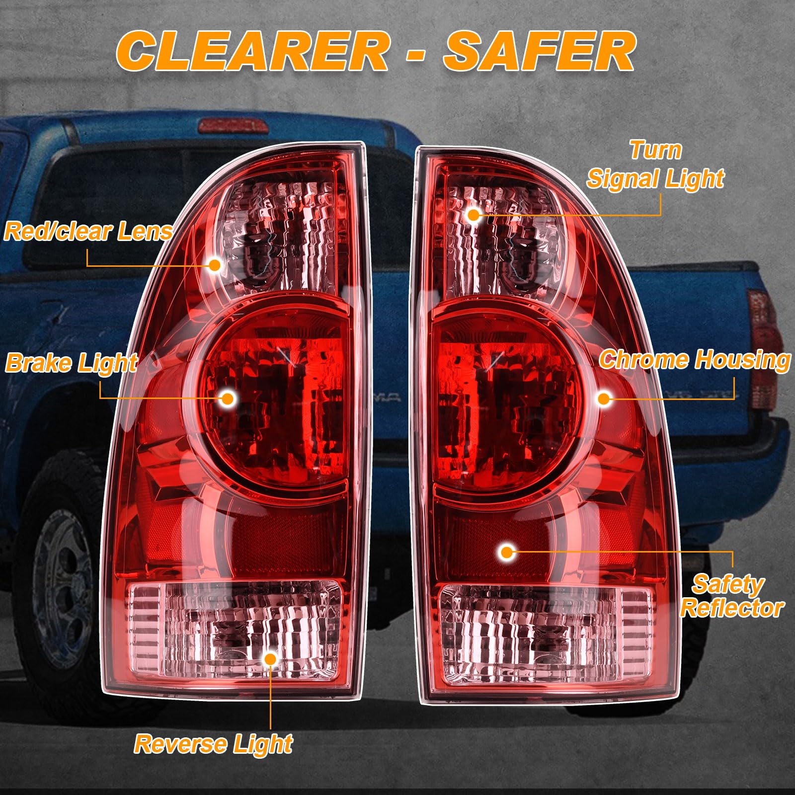 Nakuuly Tacoma tail light close-up shows waterproof seal and durable build.