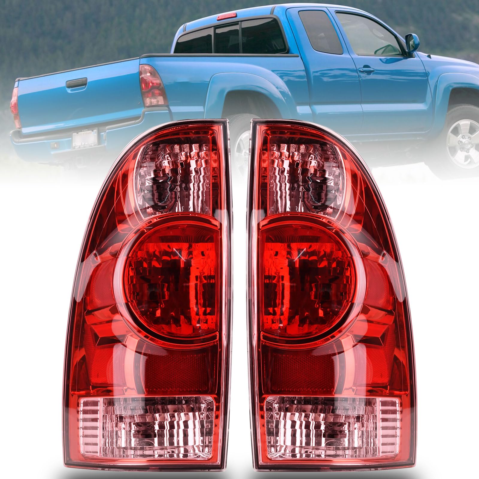 Nakuuly Tacoma left tail light with halogen red lens for night visibility.