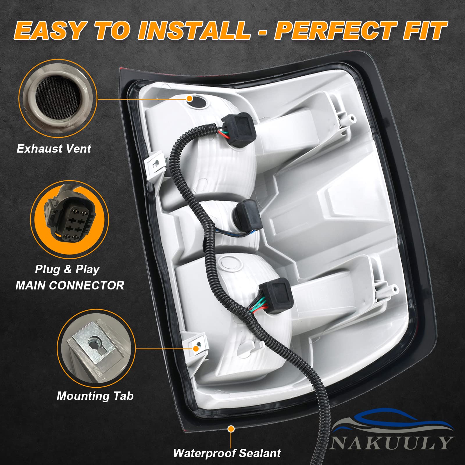 Nakuuly tail light with waterproof seal resists rain and car washes.