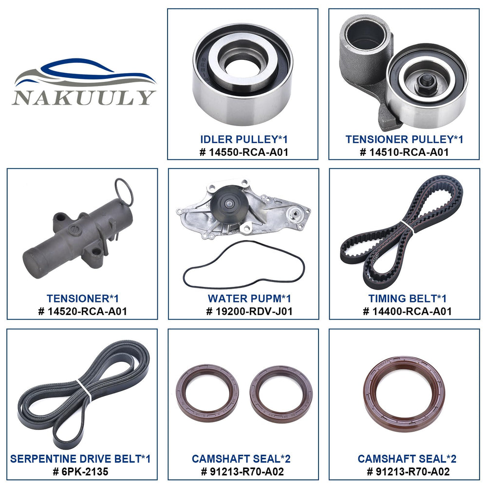 Nakuuly timing belt kit tensioner pulley reduces strain for a smoother drive.