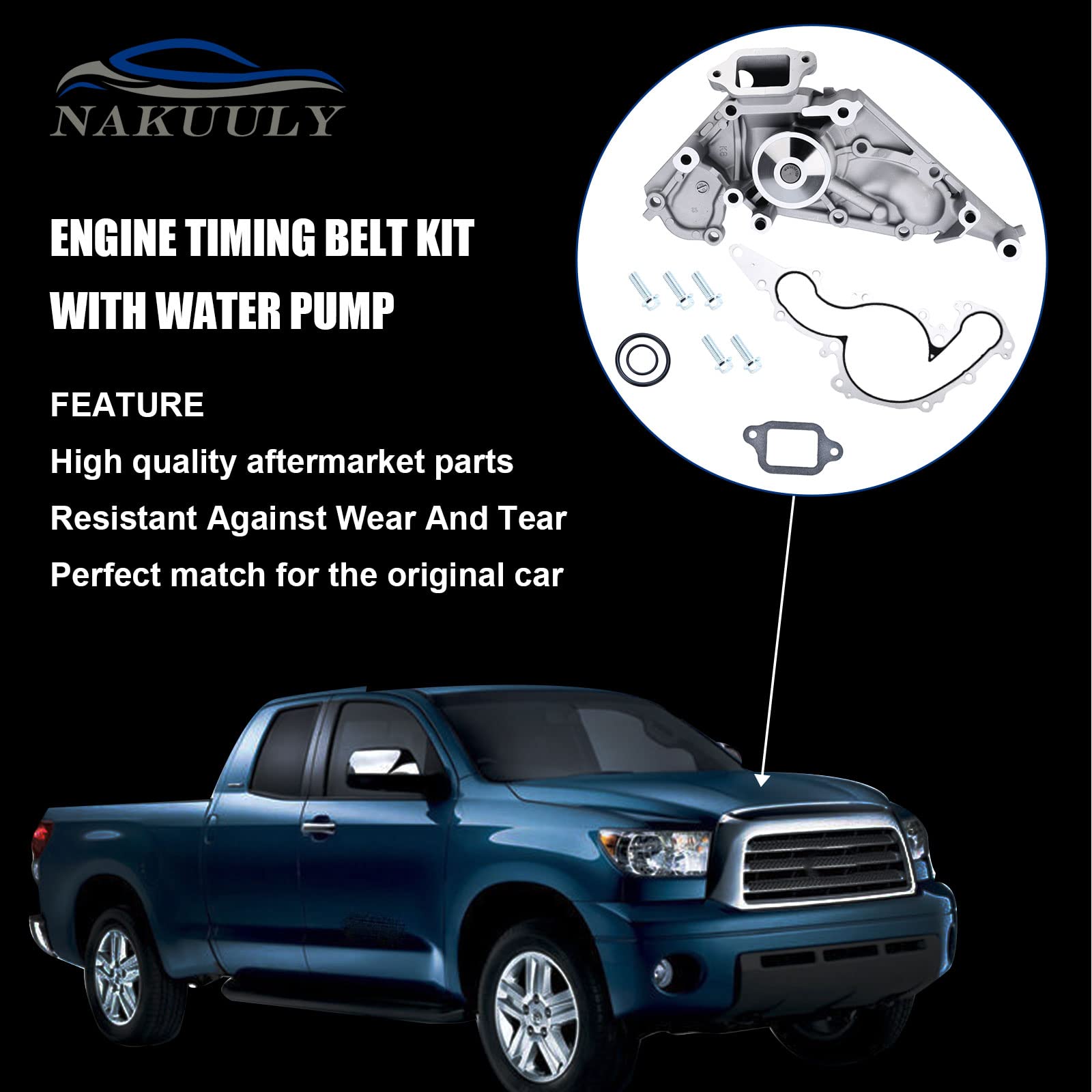 Nakuuly timing belt kit water pump engine installation area showing mounting points