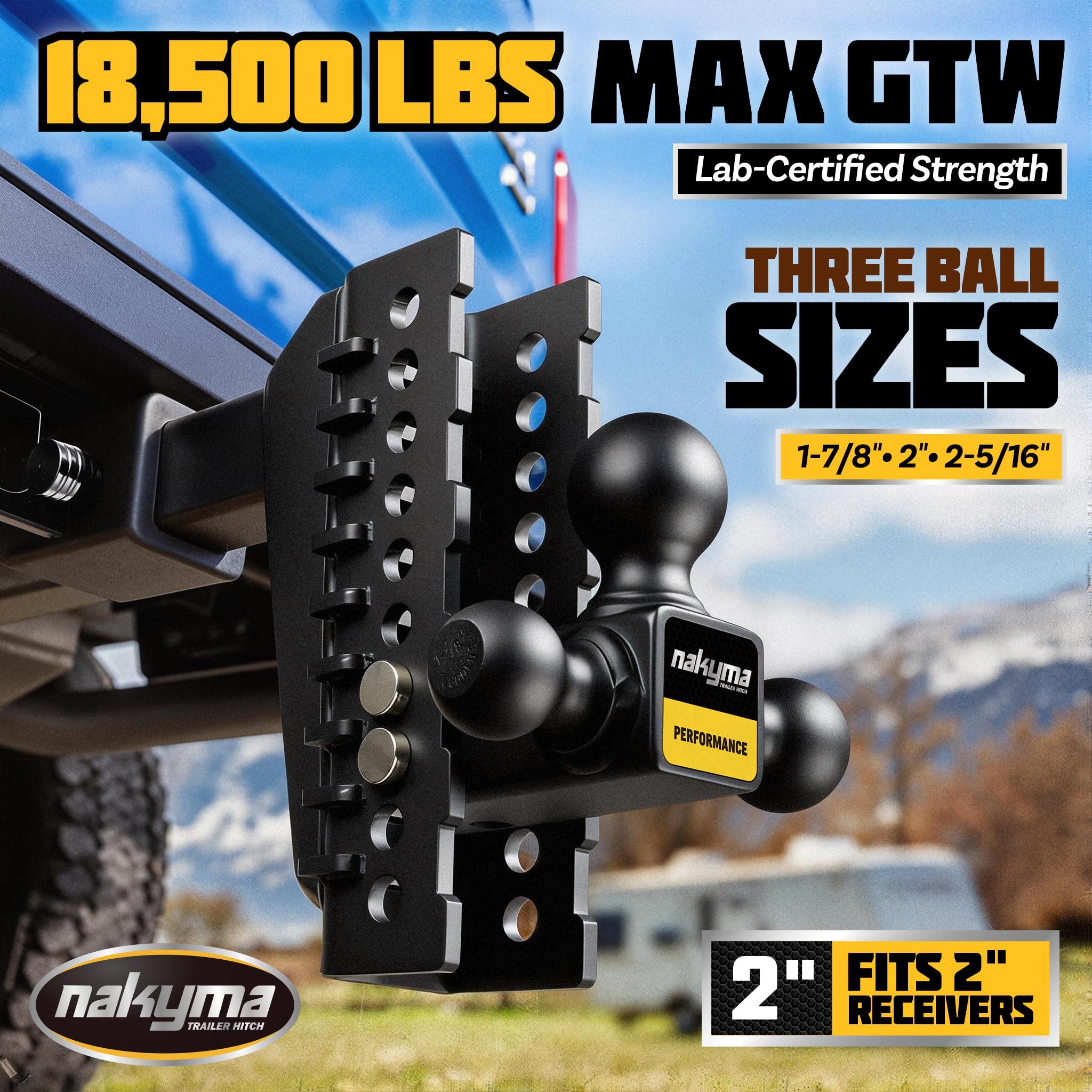 Nakyma tri-ball one-piece design keeps hitch balls secure during tow
