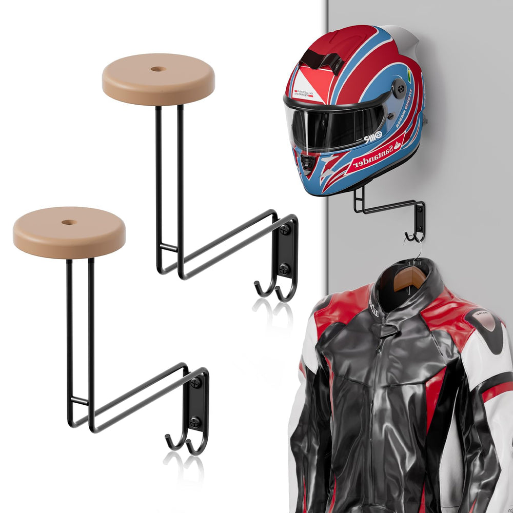 NANAGIFTREE helmet rack wall mount with double-hook design keeps helmets secure and organized