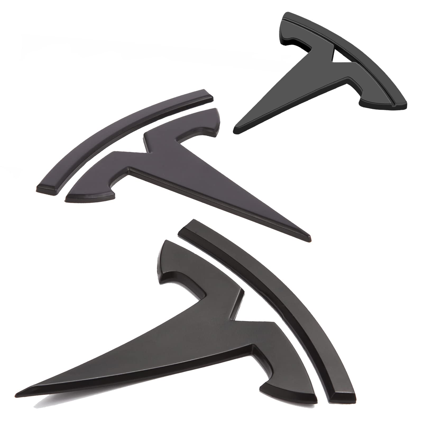Nanaholy emblem cover for Model Y, front view, matte black finish enhances exterior styling.