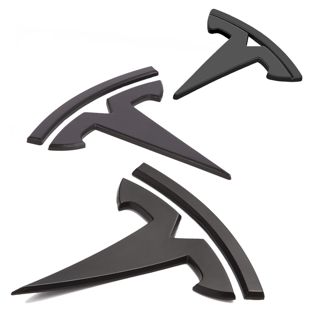 Nanaholy emblem cover for Model Y, front view, matte black finish enhances exterior styling.