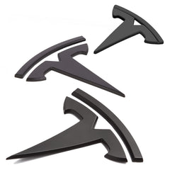 Nanaholy emblem cover for Model Y, front view, matte black finish enhances exterior styling.