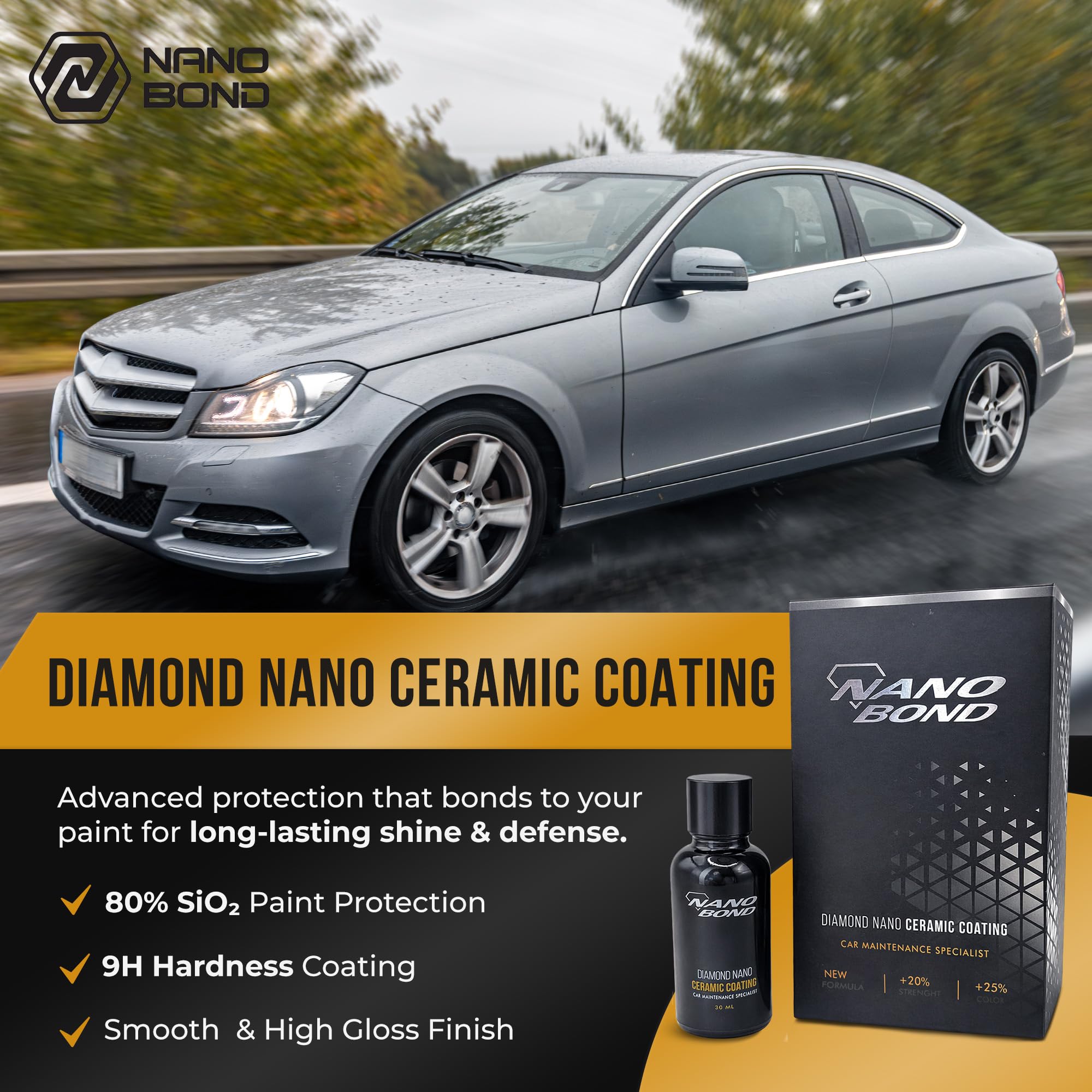 Nano Bond coating kit contents displayed for complete exterior care.
