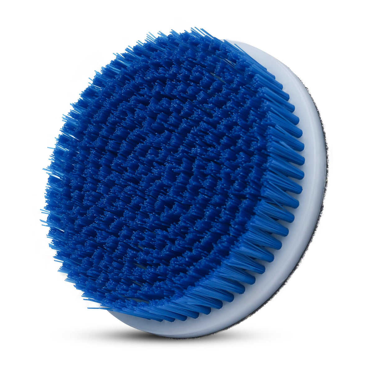 Nanoskin 5-inch rotary brush with blue bristles for deep cleaning on automotive surfaces.